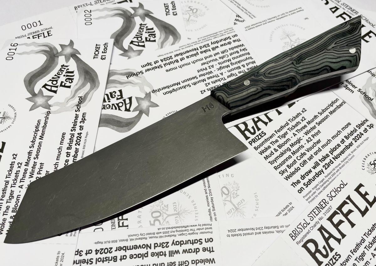 K-tip chef knife on raffle flyers